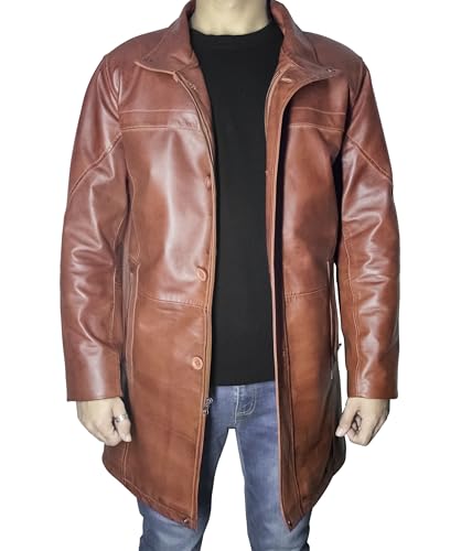 Image of Leather Car Coat For Men 3 /4 Length Mens Leather Jackets - Real Lambskin Long Coat For Men