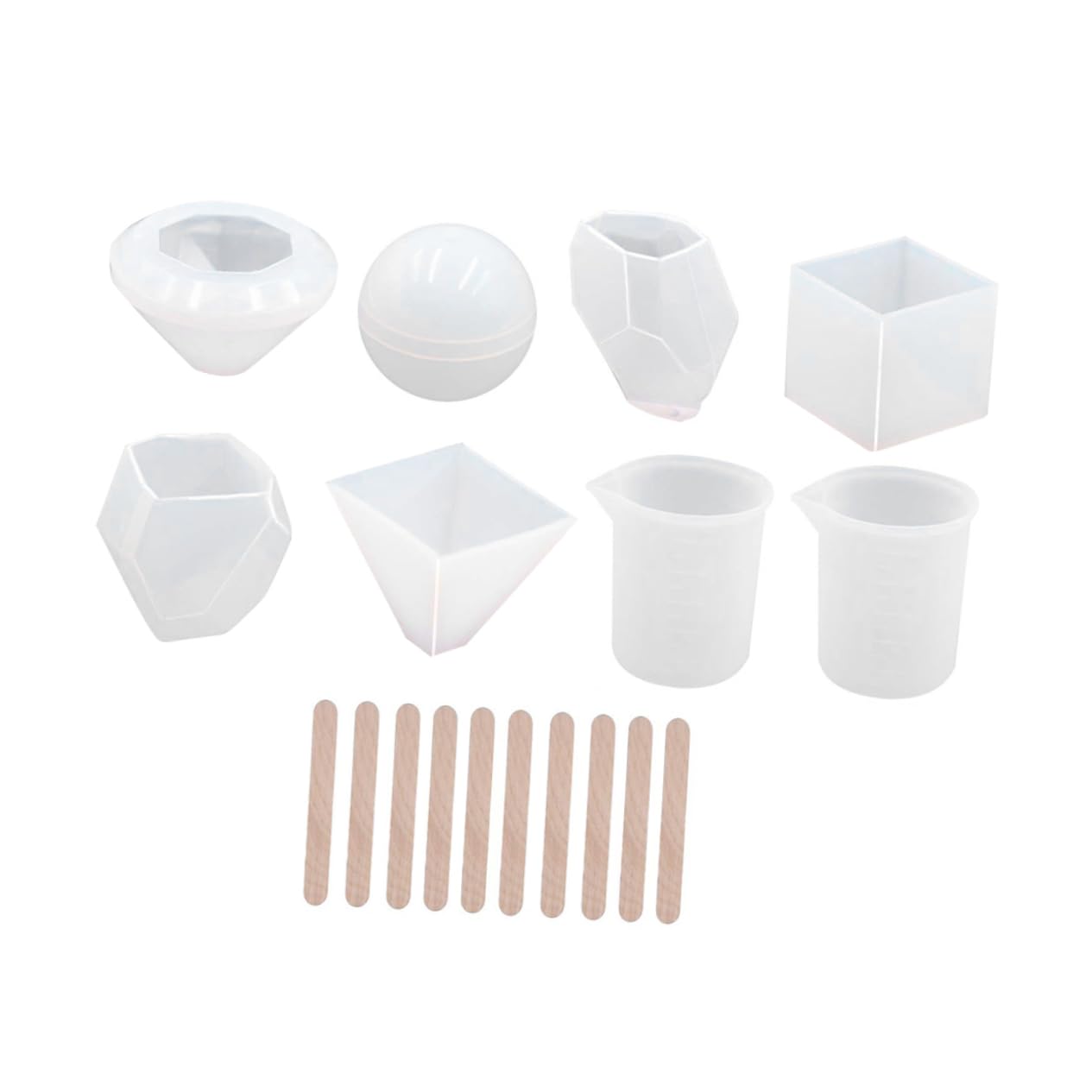 18stücke Silikonformen Für Harz Transparent Diy-schmuckformen Gießformen Für Epoxidharz Kugel Kubische Diamantpyramide Formen Mit Holzstäbchen Und Messbecher