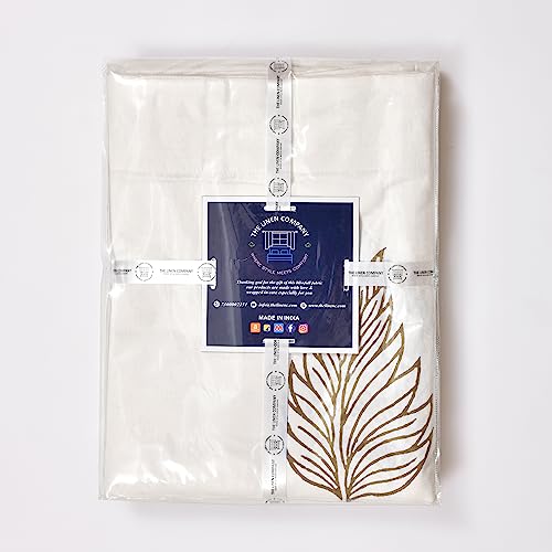Image of THE LINEN COMPANY Printed Cotton Curtains 4 Feet for Window, Duck Canvas Leaf Pattern Curtains, 4ft Set of 2, Brown Leaf