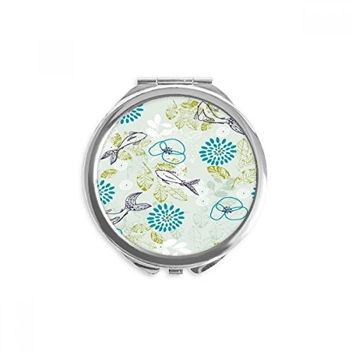 Miroir animal rond bleu maquillage de poche compact imprimé floral multicolore pour sac à main
