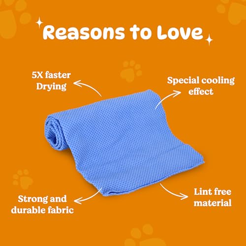 Image of BASIL Microfiber Ultra-Soft, Quick-Absorbent & Cooling Towel for Pets | Eco-Friendly, Fast-Drying Bathing Towel for Dogs & Cats of All Breeds | Perfect for Travel & Outdoor Uses | Blue | Pack of 1