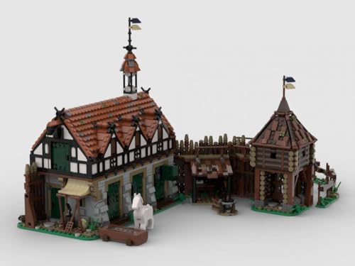 BlueBrixx Pro 108516 – Burg Blaustein: Stallungen, 3234 Klemmbausteine, Burg Blaustein Set, Geschenk für Architektur und Mittelalter Fans, Standardsteine, Bausteine der Burg Blaustein-Serie