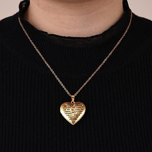 Uthosmdo Bible Verse Prayer Locket With English Lord's, That Holds Pictures, Christian Stainless Steel Lockets Gifts For Men Women Girls And Boys (Heart Hand Gold) #TOP4