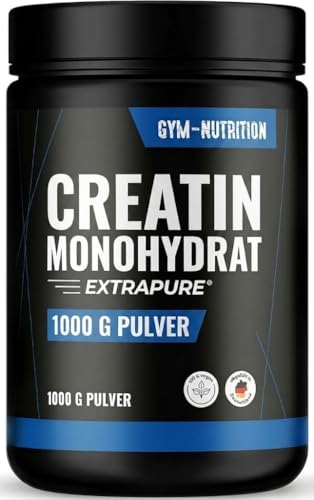 Creatin Monohydrat Pulver 1kg / 1000g - Ultra Reines Kreatin Monohydrat mit Inulin - Hochdosiert - Extrapure Creatine Monohydrat - Creatin Pulver Monohydrate - Vegan Jahresvorrat