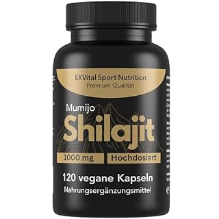 Mumijo Shilajit Kapseln, hochdosiert 1000mg pro Tagesdosis, das Original aus dem Himalaya, 120