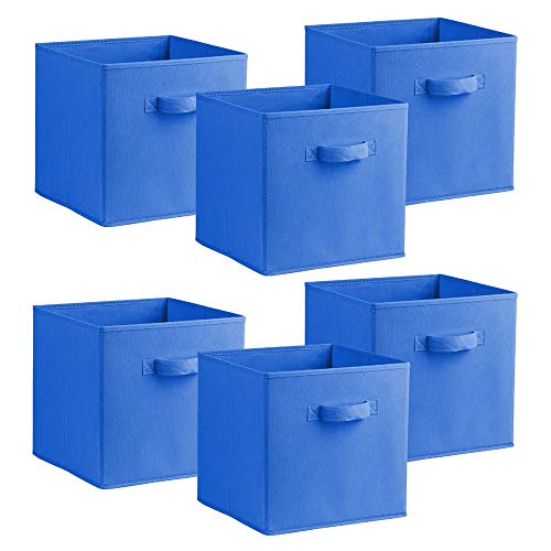 Urban Living Multi Purpose 31cm Cubic Storage Box Collapsible Organiser Storage Cube Basket Bin for Clothes, Toys, Books, DVDs, Bedding, Towels and More... (Blue x6)