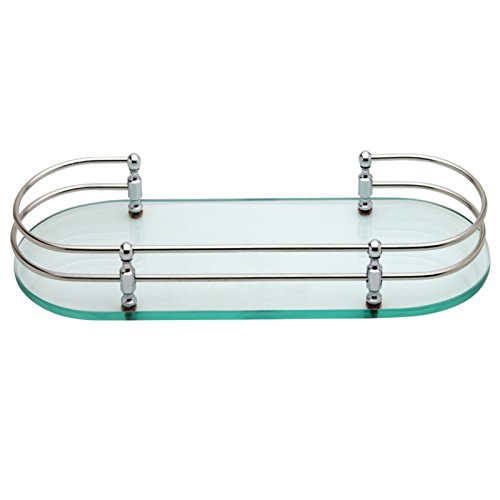Joyo Cera Front Glass Shelf - Bathroom Clear Front Glass Shelves (Chrome Finish) and Barss Bracket (24x6) (B07LD6JB69) Amazon Price History, Amazon Price Tracker