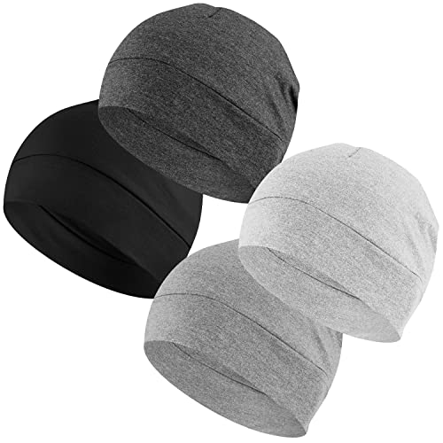 Image of Headshion Cotton Skull Caps for Men Women,2-Pack Lightweight Beanie Sleep Hats Breathable Helmet Liner