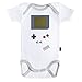 Baby Geek Console Portable rétro - Body Bébé Manches Courtes - Coton - Blanc - Coutures Grises (6-12 Mois)