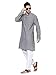 ITOS365 Men Cotton Blend Stripe Kurta Pyjama Set Party Fashion Regular Ethinic Wear Indian Dress Gray Small