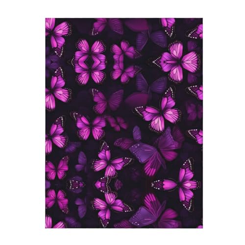 Couverture prune imprimé papillon de qualité supérieure et durable - 2