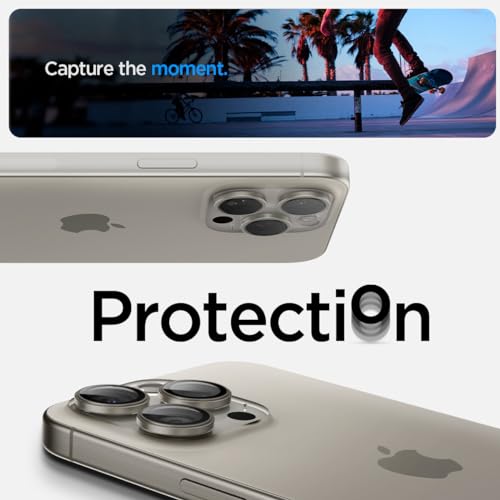 Spigen Glas.tR EZ Fit Optik Pro Tempered Glass Camera Lens Protector for iPhone 15 Pro, iPhone 15 Pro Max - Natural Titanium (2 Pack) - Image 3