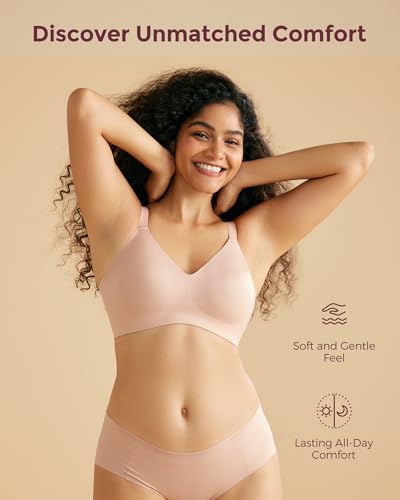 Image of Momcozy Wireless Bras for Women Seamless Full Coverage Bra, Classic Everyday T-Shirt Bra for Natural Lift and Comfort EB097
