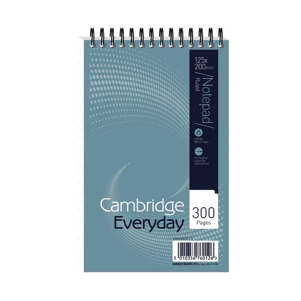 Ruled Wirebound Notebook 300 Pages 125 x 200mm (Pack of 5) + Free FINCHLEY Refill Pen (6)