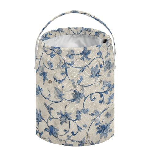Image of Tatenale Crochet Bag Yarn Bag Knitting Project Bag with Pockets and Handle Portable Yarn Storage Organizer Tangle Free 8.3x11 InchWatercolor Blue and White Flower21