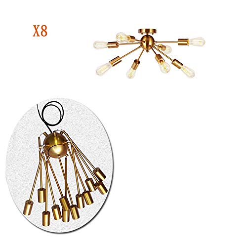 Preisvergleich Produktbild Mrdsre Gebürstet Messing Satellite Kronleuchter Moderne Sputnik Lampe industriellen Stil Beleuchtung 8 Arm Brushed Erröten-Einfassung Leuchten Rustic Bar Lampe Esszimmer modern Dekor