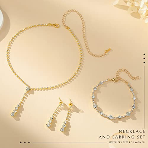 Unicra-Bride-Silver-Bridal-Necklace-Earrings-Set-Crystal-Wedding-Jewelry-Set-Rhinestone-Choker-Necklace-for-Women-and-Brides