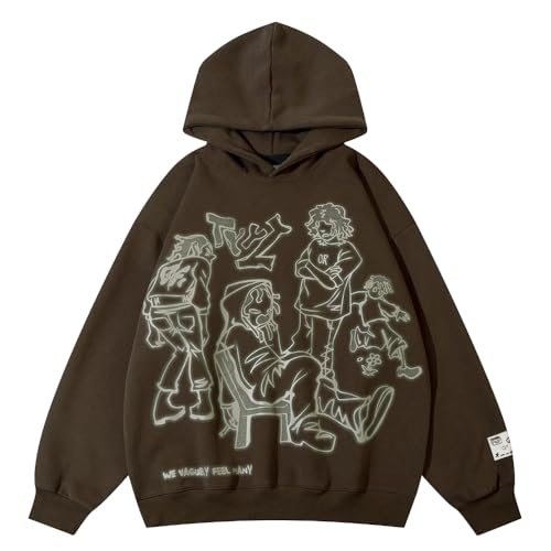 Aelfric Eden Mens Graphic Oversized Hoodie Cartoon Character Print Streetwear