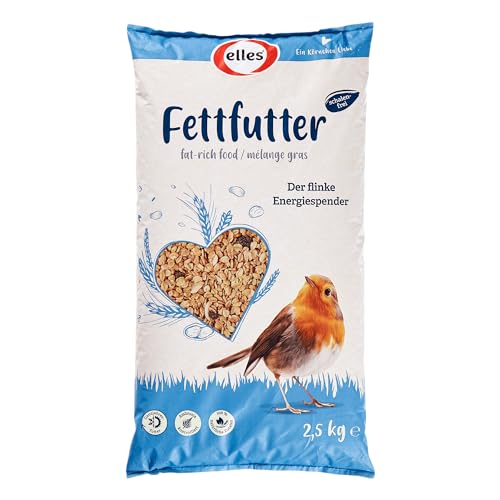 Elles Fettfutter 6 x 2,5kg I Energiefutter für Vögel mit 100% natürlichen Zutaten | Ganzjähriges Wildvogelfutter | Schalenfrei | Ideal für Terrasse & Balkon