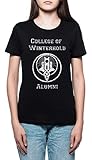 Regular Fit College of Winterhold Alumni Mujer Camiseta Cuello Redondo Negro Manga Corta Tamaño M Women\'s Black T-Shirt Medium Size M