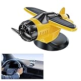 Solar-Powered Moving Airplane Car Decor – Solar Helicopter Planes Dashboard Ornament, Car Interior Accessory Auto-Rotating Suitable for Car Office Home Decor Xmas New Year Birthday Gift (Yellow)