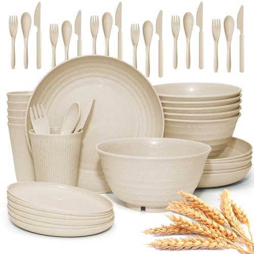 42 pcs Wheat Straw Dinnerware Set (Beige)