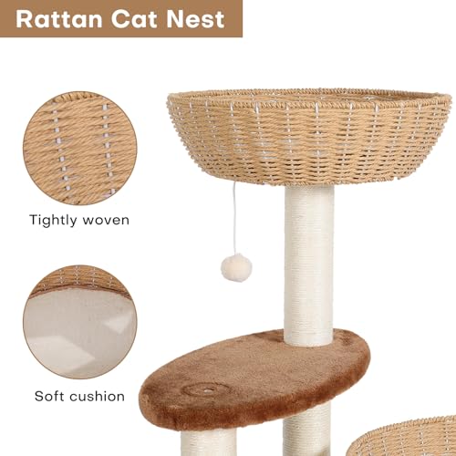 Torre para gatos Lucky Monet Boho de 51 pulgadas con 3 camas y postes de sisal miniatura 4