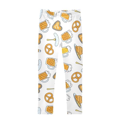 Beer Pretzel Beer Sausage Girls Leggings,Workout Leggings for Girls Toddler Athletic Leggings Size for 3-10T