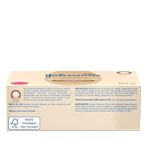 Sabonete Barra Óleo de Amêndoas, Johnson's, 80g