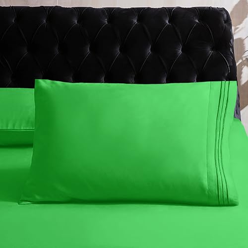 Image of Mocassi Cali King Sheet Set- Luxury Hotel 1800 Premier Bedding Sheets & Pillowcases- Ultra Soft Breathable & Cooling Bed Sheets- Deep Pocket - Wrinkle Resistant- 6 Piece Set - Cali King, Emerald Green