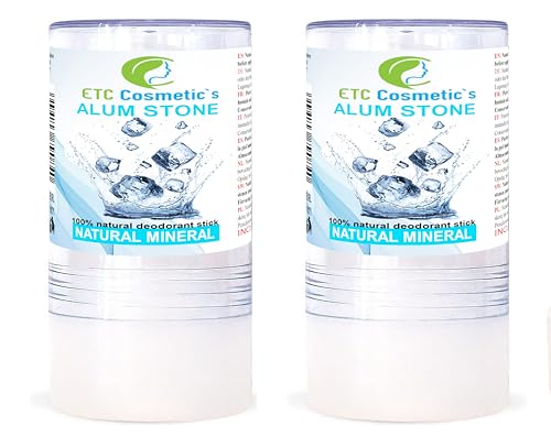 Piedra de alumbre 2 x 115gr, desodorante mineral natural, vegano | tiene un efecto antiséptico, no obstruye los poros, loción para después del afeitado, usarse para prevenir la irritación de la piel