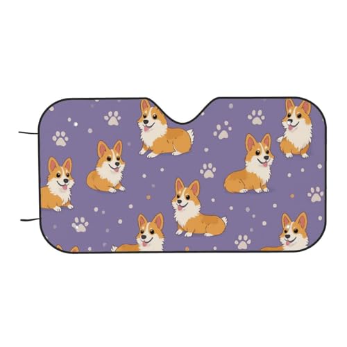 Parasol ventana delantera de coche plegable que bloquea el calor con diseño de perro corgi