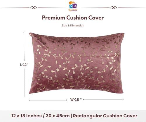 Image of RD TREND Velvet Rectangular 12x18 Inches Cushion Covers Set of 2 | Throw Pillow Covers for Sofa, Bed & Living Room | Perfect for Home Decor Dusty Rose
