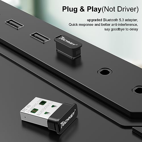 Image of USB Bluetooth Adapter for Desktop PC, Plug&Play 5.3 Mini EDR Bluetooth Dongle Receiver & Transmitter for Laptop Computer Compatible with BT Headphones Keyboard Mouse Windows 11 /10 /8.1