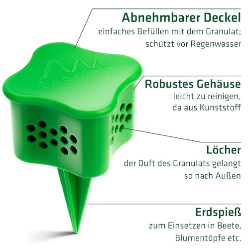 GARDIGO® Hundeschreck Granulat inklusive Beet-Stecker | 300g | Hundeschreck Garten mit Eukalyptus Citriodora Öl I Made in Germany I Hundeabwehr für Haus und Garten | Hundevertreiber
