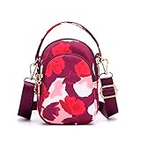  Bolsos para mujeres Nylon-OXford a prueba de agua Bolsillos pequeños Cartera para teléfono Noche Bolso saliente Viaje Bolsa de viaje Traje para bicicleta Deportes bolsa Auricular Agujero Rosa Roja