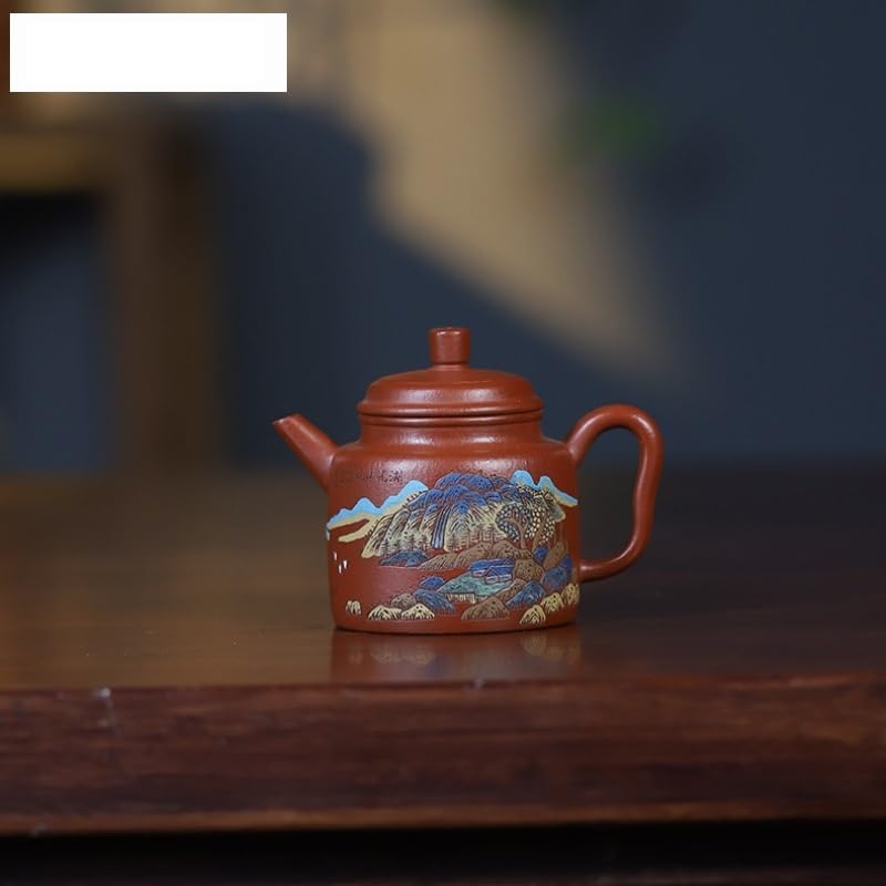 Théière en Argile Violette 200 ML, fabriquée à la Main, avec Filtre, en Terre Crue (Type Zhu). Coffret à thé Zisha. Infuseur à thé en Vrac.