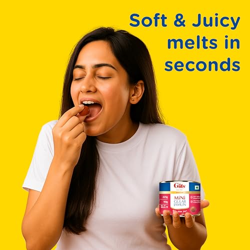 Image of Gits MiNi Gulab Jamun Open & Eat Tin 225 gms | 8 pieces | Small Pack | Quick Sweet Cravings (Pack of 2)