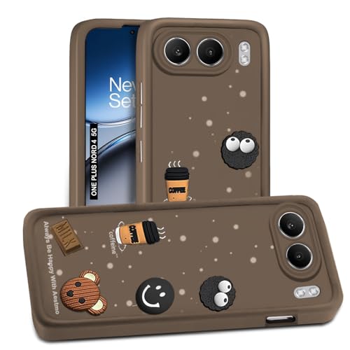 Image of AESTMO Back Case Cover | Cute Fun Cartoon 3D Ball | Coffee Silicone Case | Full Body Protection | Camera Protection Back Cover (Brown, OnePlus Nord 4 5G)