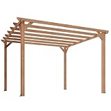 Outsunny Pergola en Bois Massif de Jardin 3 x 3 m - Structure Robuste avec poteaux 90 mm et 7 poutres - tonnelle extérieur Stable pour vignes et Plantes grimpantes, Effet Bois d'érable