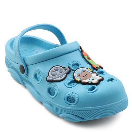 Image of Liberty Lucy&Luke LPMXT-K834 Kids Clogs for Boys & Girls - Beige, Blue & Green | Lightweight Slip-On Clogs | Durable & Soft EVA Sole | Comfortable & Breathable Sandals for Walking - Cushioned Footbed