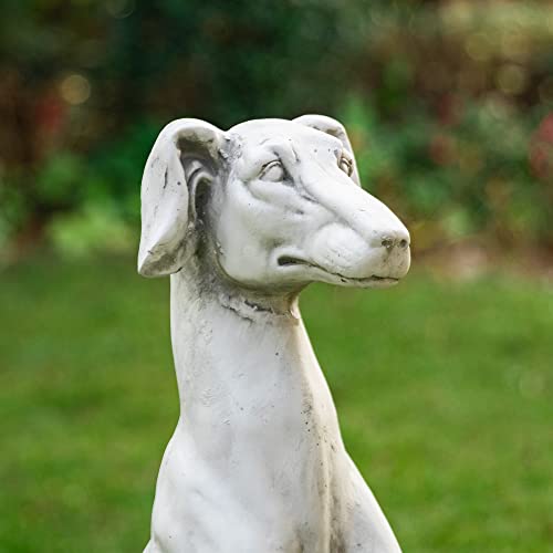 Glitzhome Gh50522 Sitting Greyhound Dog Garden Statue, 32" H, Antique Beige #TOP3