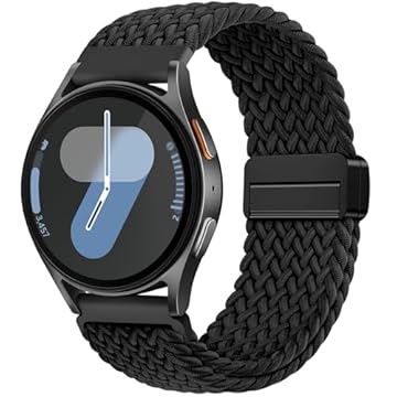 DaQin Pulseira trançada magnética compatível com Samsung Galaxy Watch 7 6 5 4 mm de 40 mm e 44 mm, Galaxy Watch 5 Pro/Galaxy Watch 6 4 Classic/Galaxy Watch Active 2, pulseira de nylon elástico de 20