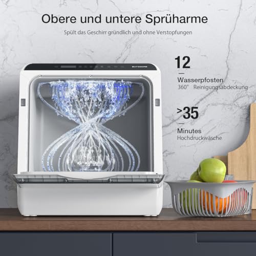 Image of Portable Dishwasher Countertop, WIFI Smart Dishwasher, Compact Mini Dishwashers with 5L Built-in Water Tank, 6 Programs, 360 Dual Spray, High-Temp& Air-Dry Function, Fruit Cleaning