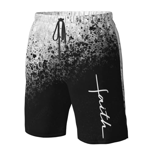Faith Cross Script Christian Jesus Mens Swim Trunks Board Shorts Quick Dry Summer Swimsuit Beach Shorts with Pockets4