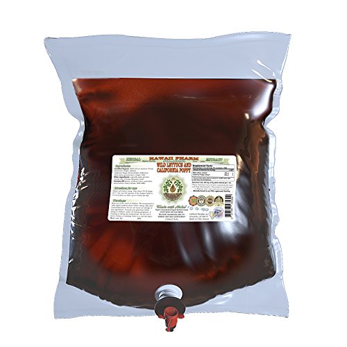 Wild Lettuce & California Poppy Glycerite, Organic Wild Lettuce (Lactuca Virosa) and California Poppy (Eschscholzia Californica) Alcohol-Free Liquid Extract, Hawaii Pharm Trusted Brand, 2 Gal