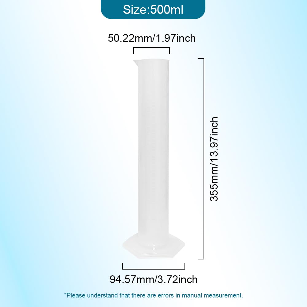 Plástico Graduado Transparente Tubo de Ensayo con Fondo Hexagonal 500 ml Herramienta de Laboratorio