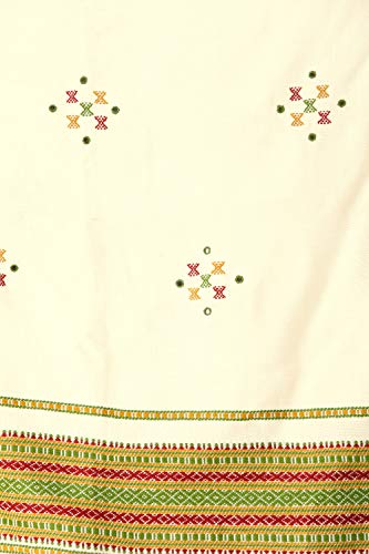 Image of Exotic India Women's Kutch Wool Shawl (SHV95--beige)