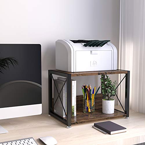OROPY 2 Tier Desktop Storage Organizer Shelves, Vintage Office Desk Display Stand for Printers, Fax Machines, Copiers, Books and Office Supplies - Thumbnail 2