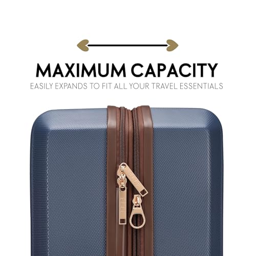 ELLE Luxe Journey 3 Piece Expandable Retro Spinner Luggage Set | Navy3